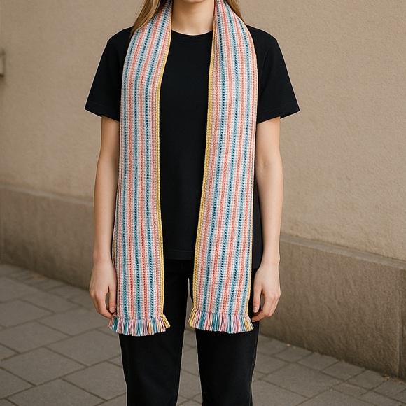 Multi color crochet Alpaca scarf, Unisex, handmade - Picture 3 of 7